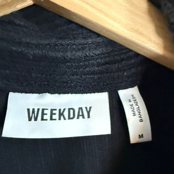 Weekday Black Ribbed Corduroy Full-Zip Jacket – Size M - Picture 7 of 7